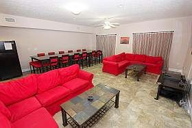 Living area showing patio doors in background